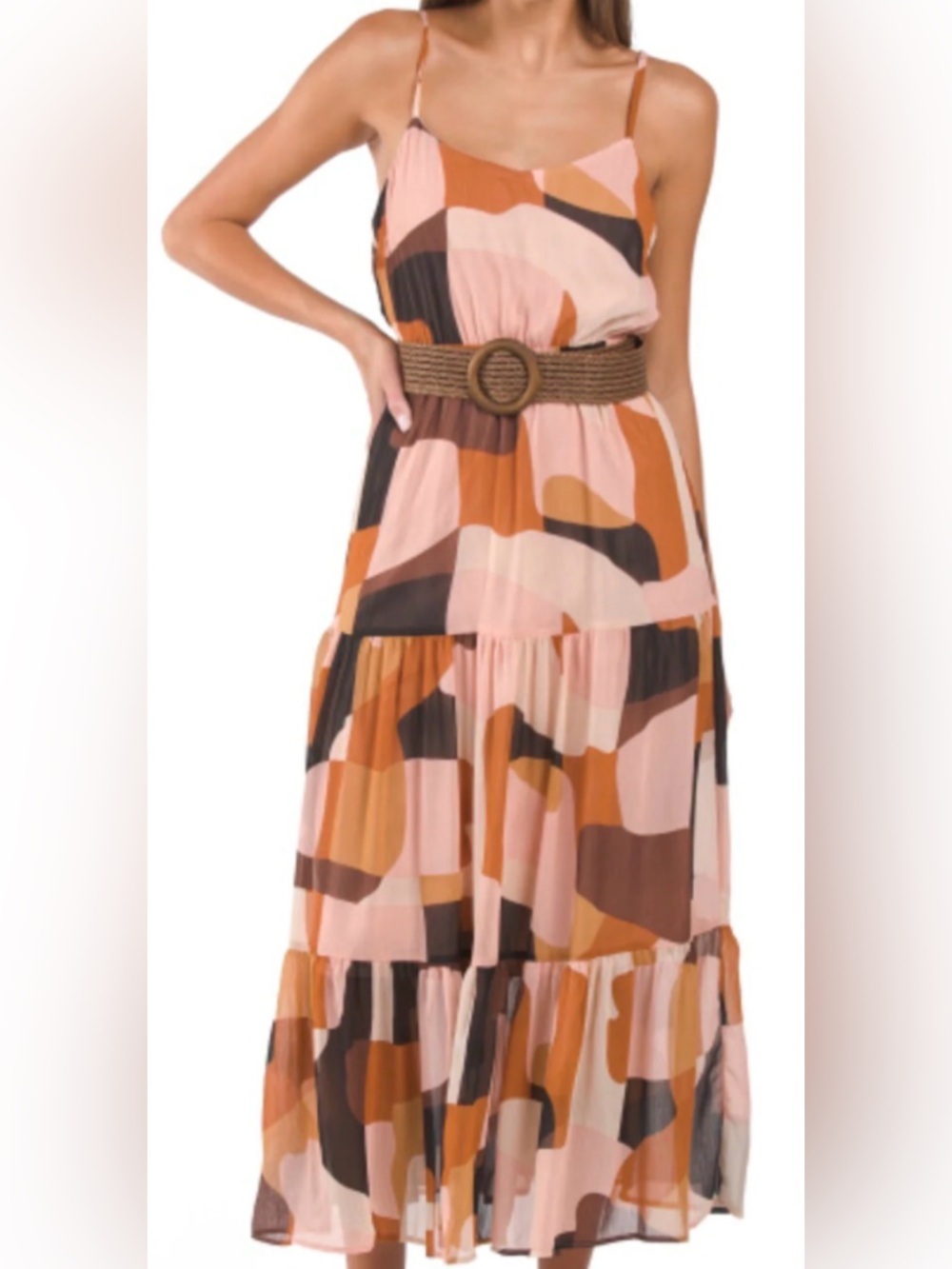 Anne Klein Sleeveless Tiered w/ belt (size 8)